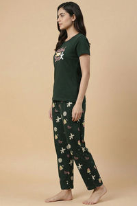 Zivame Farm Lore Knit Cotton Pyjama Set - Pine Grove — thumbnail 2